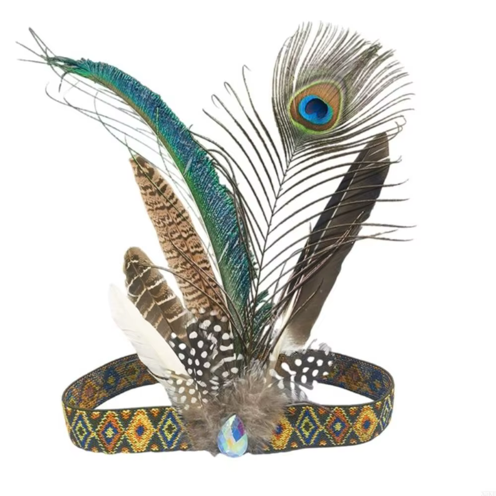 Serre-tête ethnique à plumes, coloré et léger, style indien, ornement capillaire pour célébrations