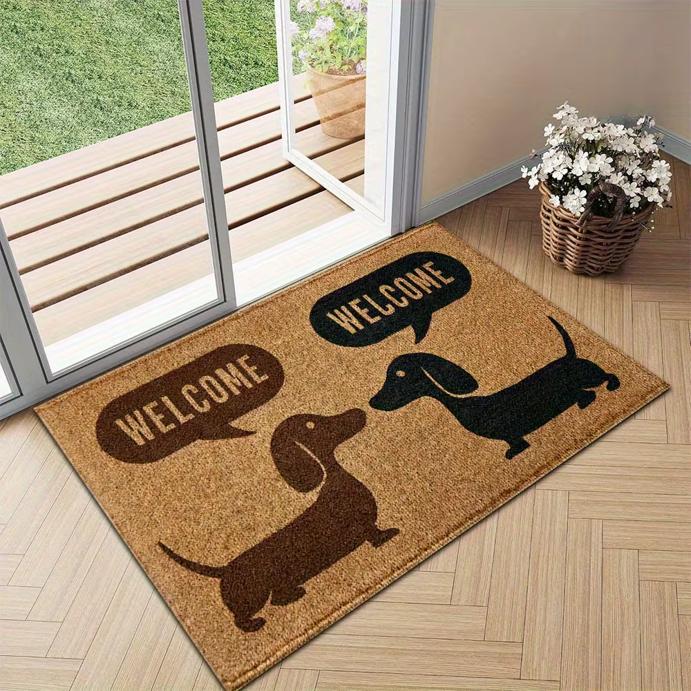 Tapis de bienvenue en forme de teckel, tapis de sol antidérapant avec silhouette de chien, décoration pour la maison, tapis d'entrée et de couloir
