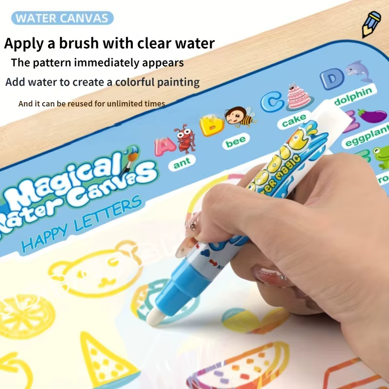 Tapis de dessin à l'eau magique 100x80CM, gribouillage à colorier avec stylos magiques réutilisables, planche de peinture Montessori, jouets éducatifs, cadeaux pour enfants
