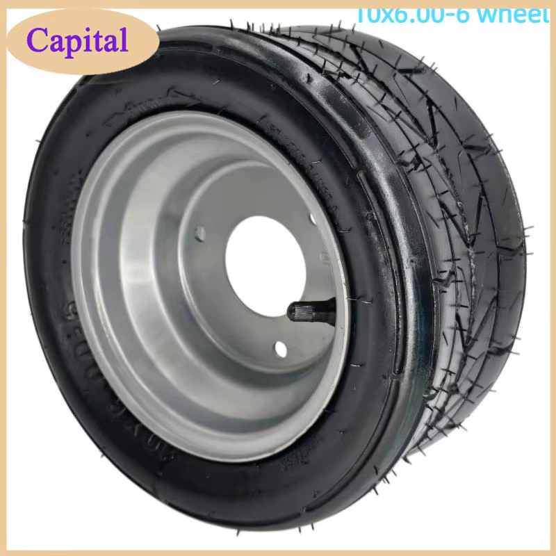 Roue durable 10x6.00-6, pneu gonflable avec jante pour remplacement de roue de scooter