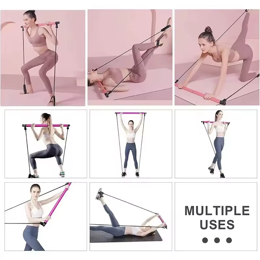 Bâton de Pilates, barre d'exercice réglable pour l'entraînement à domicile