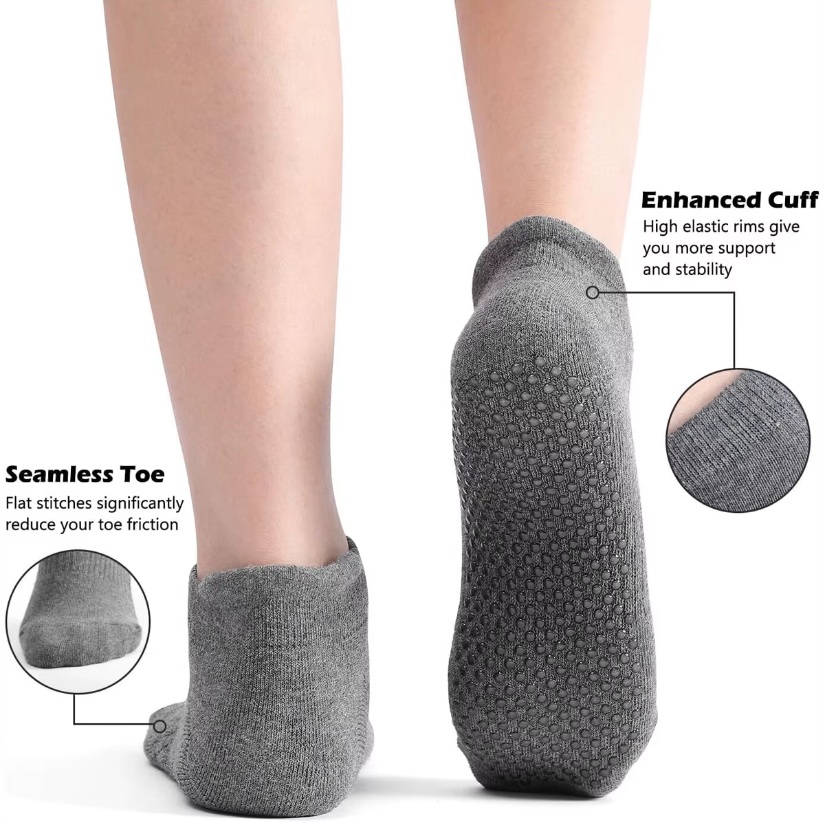 Chaussettes de Yoga Antidérapantes pour Femme, 3 Paires