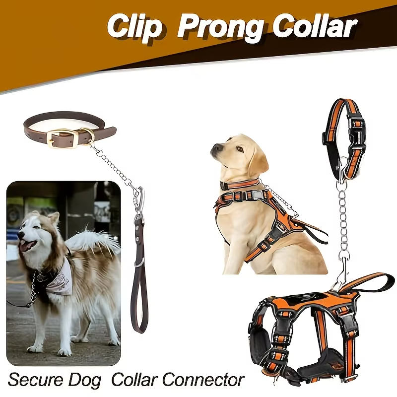 Sangles de remplacement pour collier de petit chien, boucle de harnais avec laisse à chaîne métallique, sangle de rechange sécurisée pour connexion.