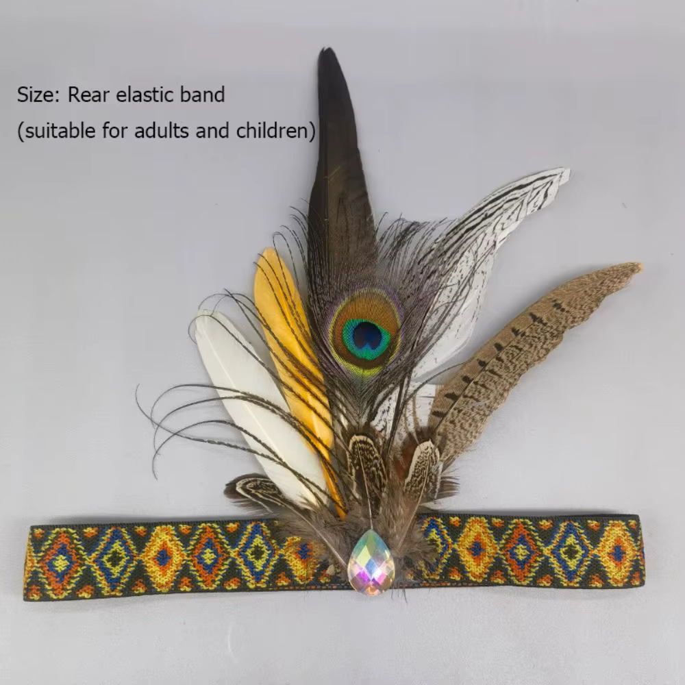 Serre-tête ethnique à plumes, coloré et léger, style indien, ornement capillaire pour célébrations