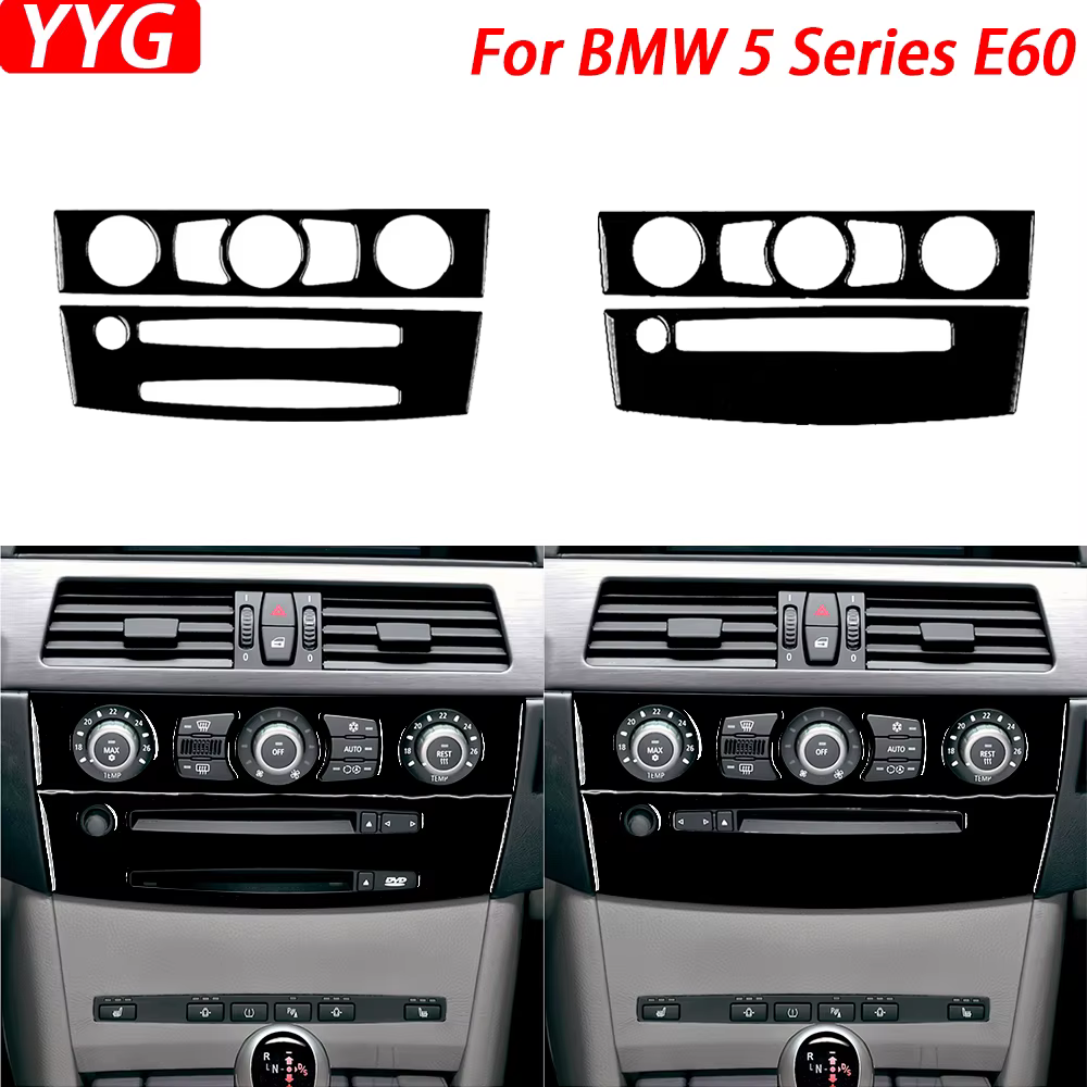 Autocollant intérieur noir piano pour BMW, accessoires de voiture, climatisation, AC, radio, CD, panneau de commande, revêtement Kiev illage, BMW Série 5, E60, 2004-2010