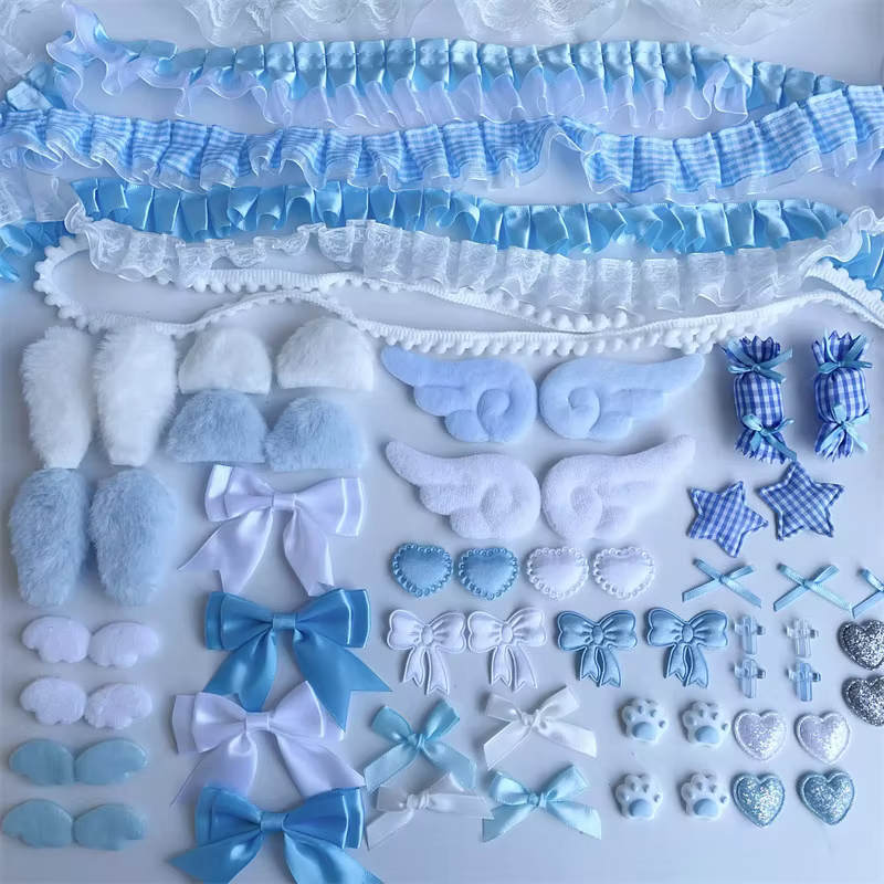 Kit d'accessoires pour cheveux DIY Princesse Rose, 67 pièces, incluant des rubans en dentelle, des nœuds, des mini-éventails et des pinces, ensemble de loisirs créatifs tout-en-un pour filles