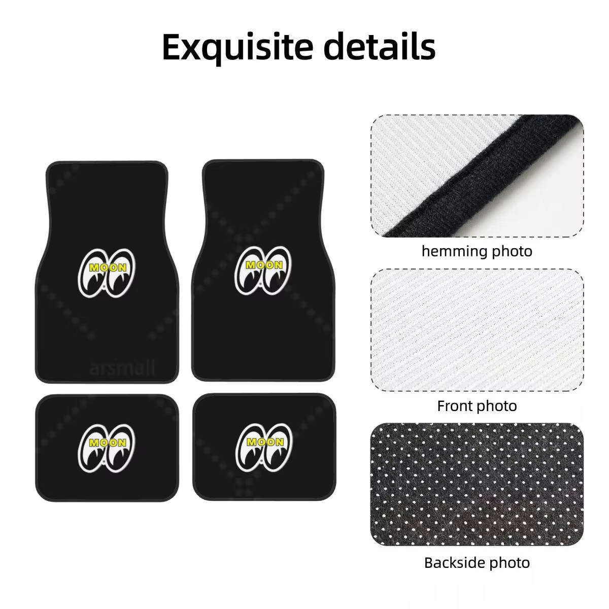 JDM Moon Eyess – tapis de sol en caoutchouc pour moto, voiture de course, robuste, avant et arrière, Protection du sol, convient à la plupart des véhicules