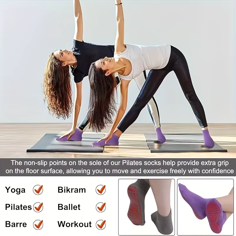 1 paire de chaussettes de Yoga Pilates antidérapantes
