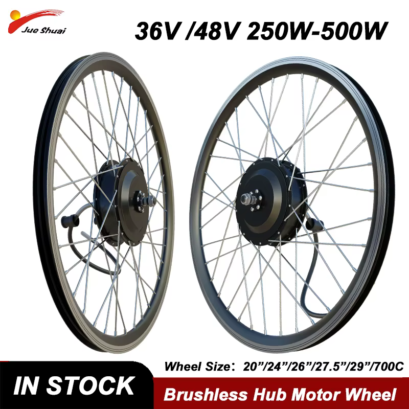 Moteur de roue avant ou arrière pour vélo, moteur de moyeu sans balais 36V 48V 250W 350W 500W, puissance adaptée aux roues de 20 pouces à 700c