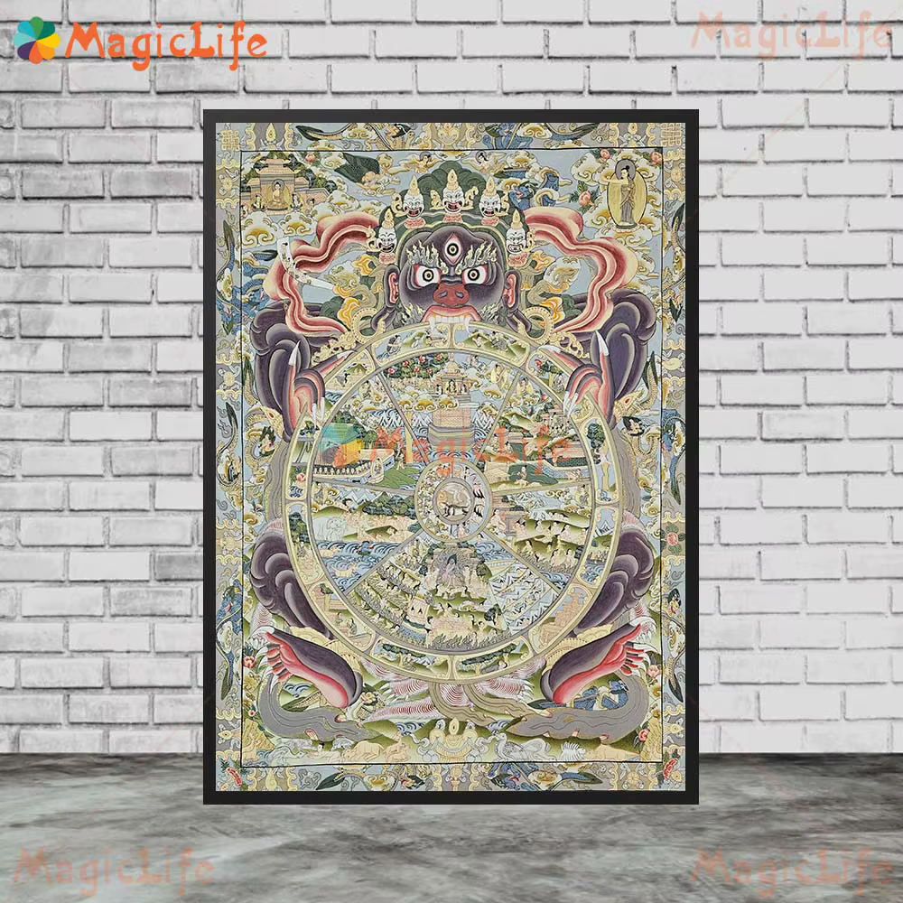 Bouddha roue de vie de la vie Sakyamuni Bodhisattva bouddhisme images murales pour salon affiche mur Art toile peinture sans cadre