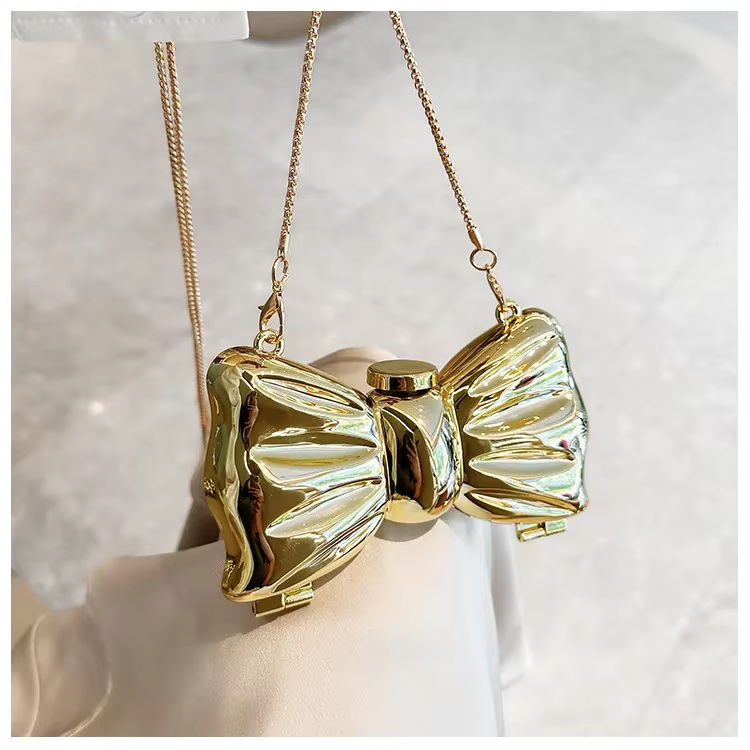 Sac de soirée doré, sacs à main et sacs à main de luxe de styliste, sacs à bandoulière de forme amusante, pochette ronde en acrylique brillant pour fête de mariage