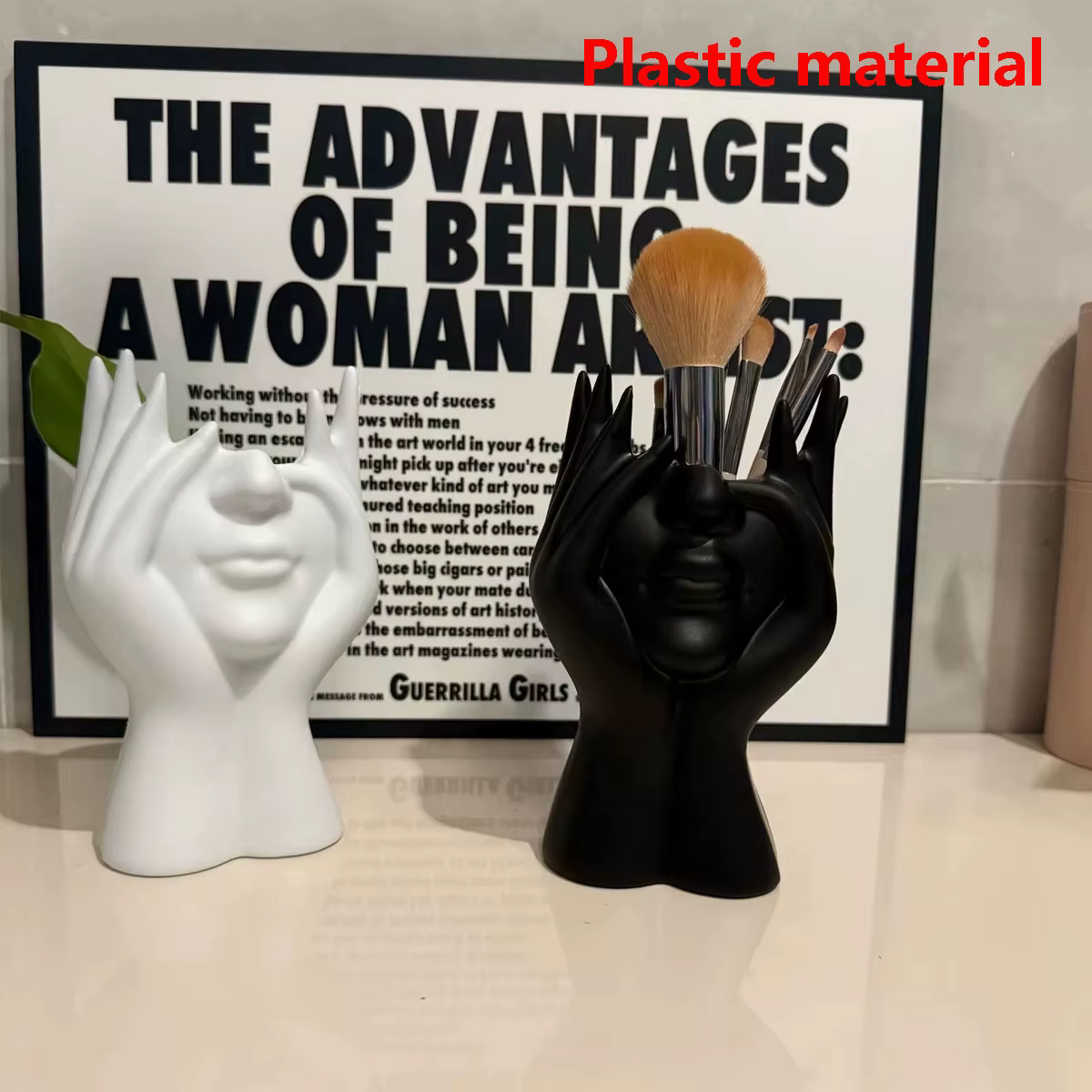 Support pour pinceaux de maquillage, décoration de bureau en forme de visage humain, vase, compatible avec le maquillage, les crayons à sourcils, organisateur de maison, en plastique