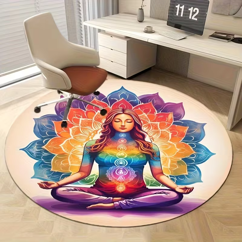 Tapis de sol rond pour la méditation des chakras