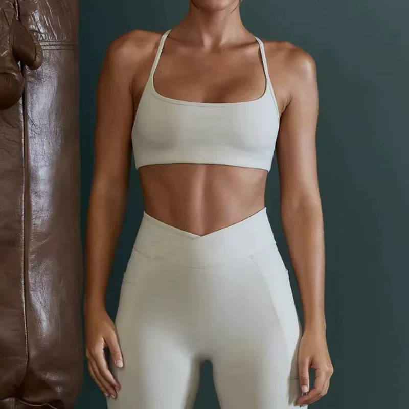 Soutien-gorge de sport dos croisé pour femme