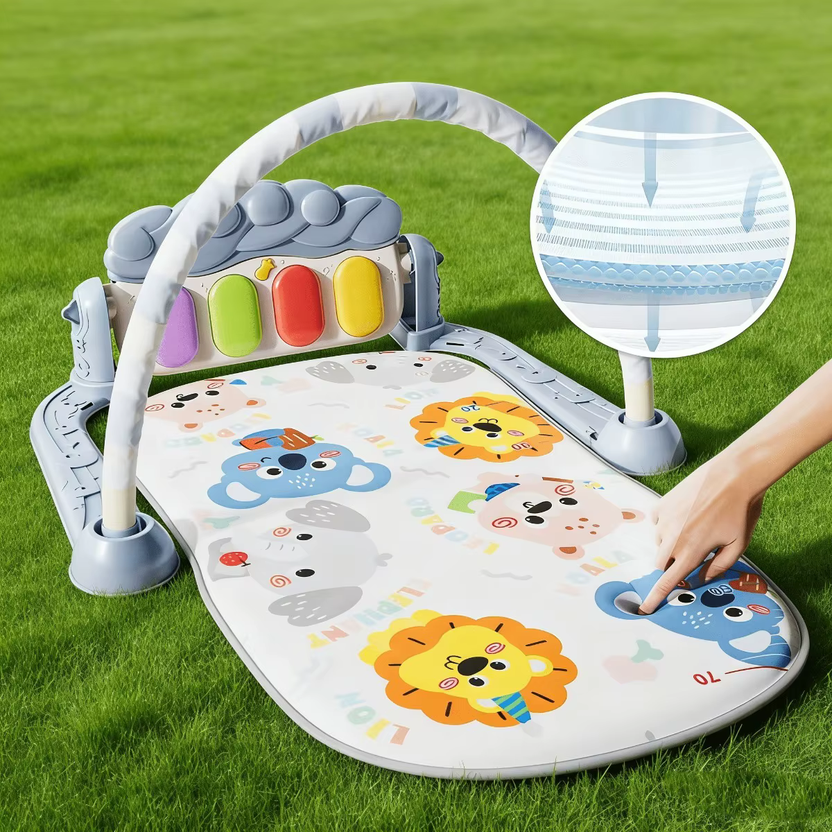 Tapis musical pour bébé, tapis d'activités, clavier musical, tapis de jeu pour ramper, jouets éducatifs précoces pour nourrissons et nouveau-nés de 0 à 36 mois