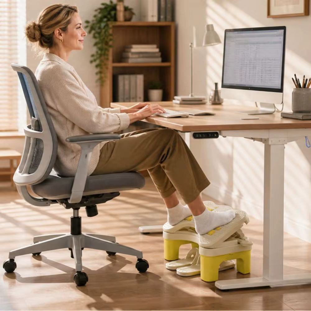 Repose-pieds ergonomique sous le bureau, base antidérapante, 6 niveaux, repose-jambes creux et confortable pour bureau d'ordinateur