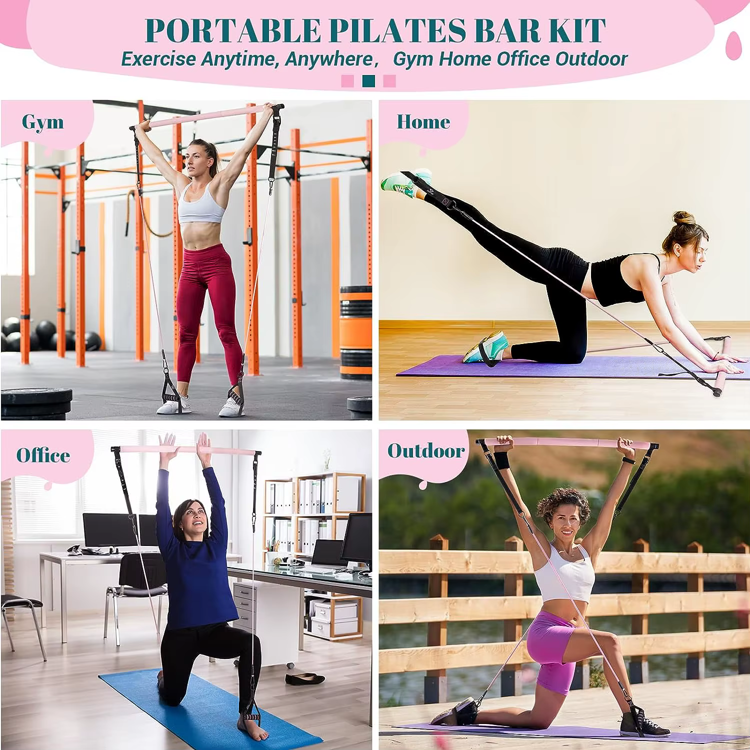 Kit de barre de Pilates avec bandes de résistance