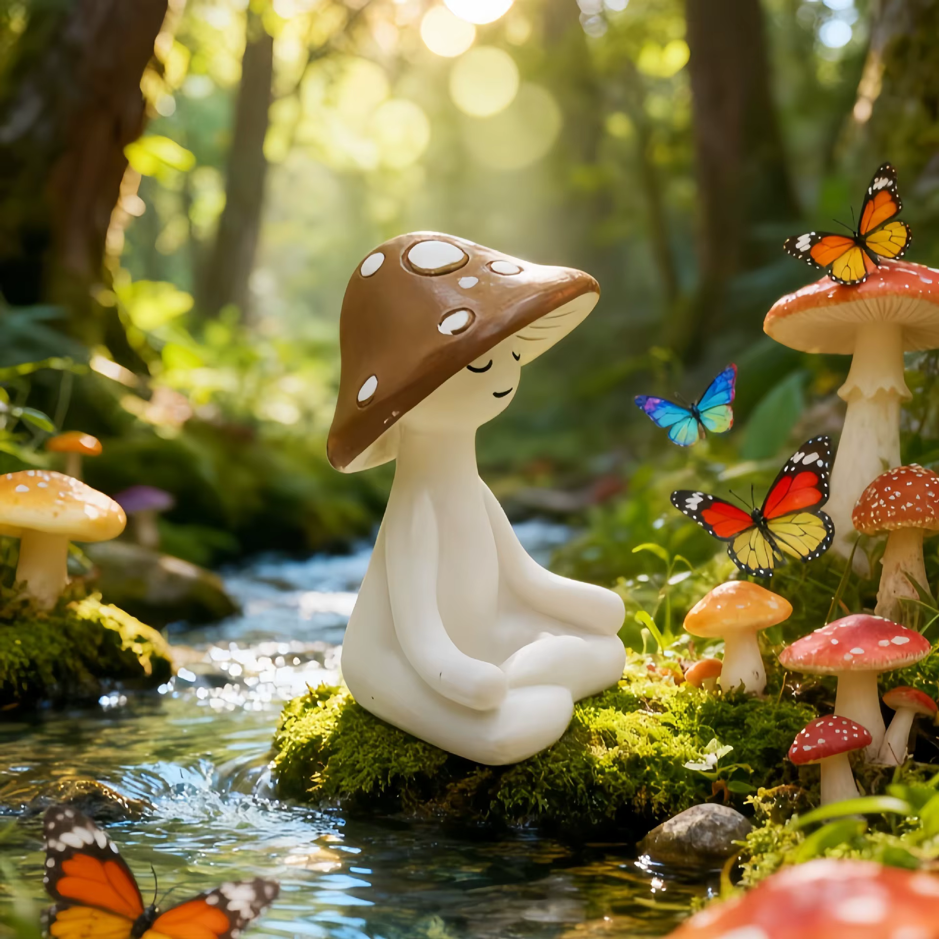 Ornement en résine en forme de champignon pour la méditation
