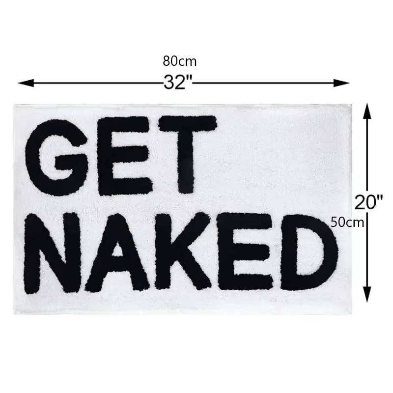 AISIRUI Get Naked Tapis de bain Tapis de salle de bain pour tapis de baignoire Tapis de bain mignon pour décor d'appartement Tapis de douche capitonné noir et blanc