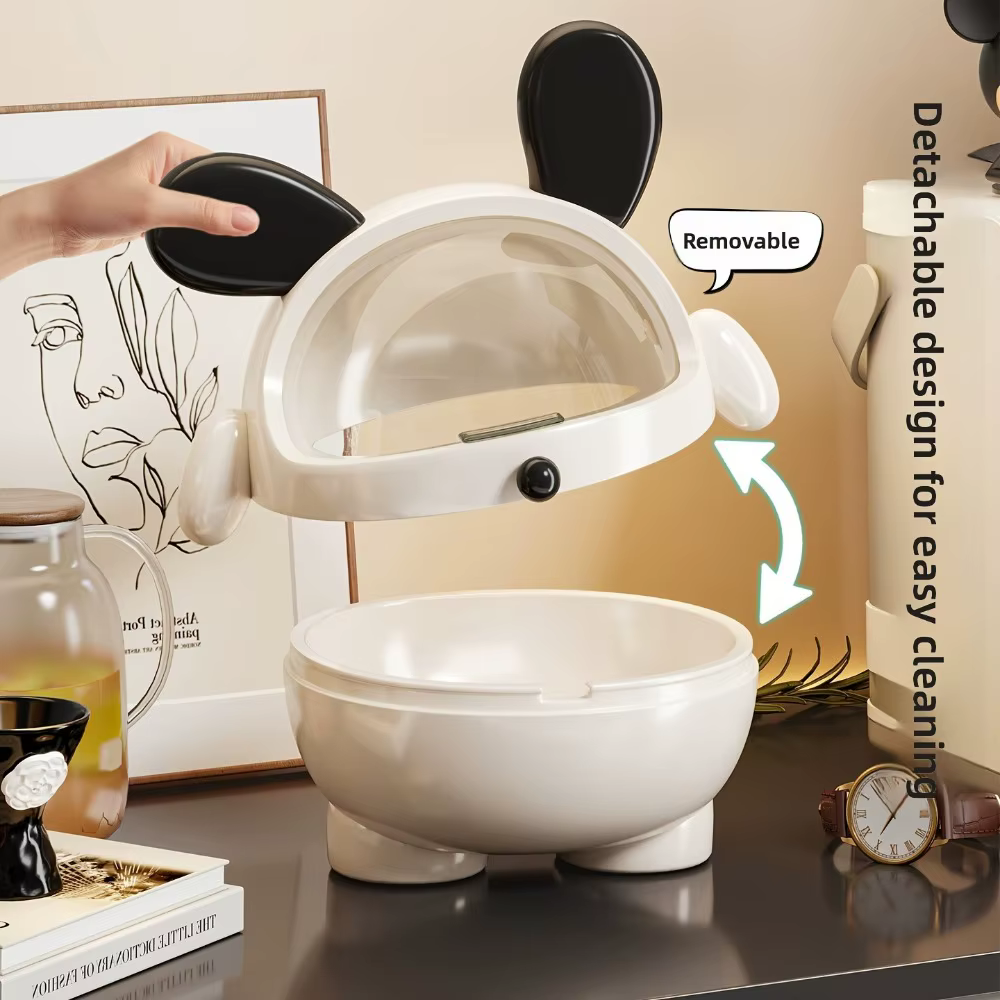 Organisateur d'accessoires mignon en forme de lapin avec couvercle, boîte de rangement anti-poussière en forme d'animal de dessin animé pour les filles, attaches pour cheveux, bijoux, décoration de co