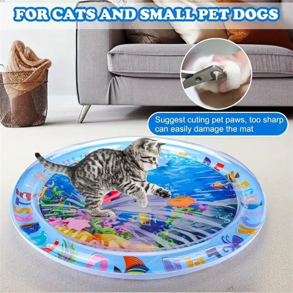 Jouet en PVC pour chat, jouets pour chat, conception de poisson flottant, utilisé avec l'eau du robinet, sens coule de l'eau, soulagement de l'ennui des chats