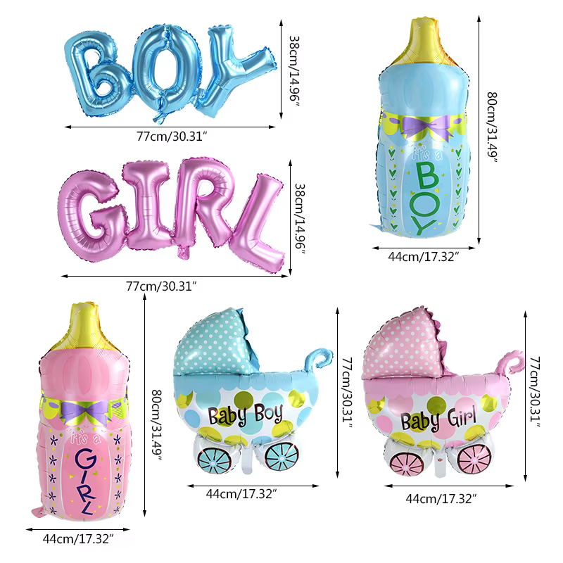 Ensemble de ballons pour réception-cadeau pour bébé, ballons en aluminium rose et bleu pour garçon et fille, ballon pour biberon, révélation du sexe, décoration de fête, cadeaux d'anniversaire pour 1e