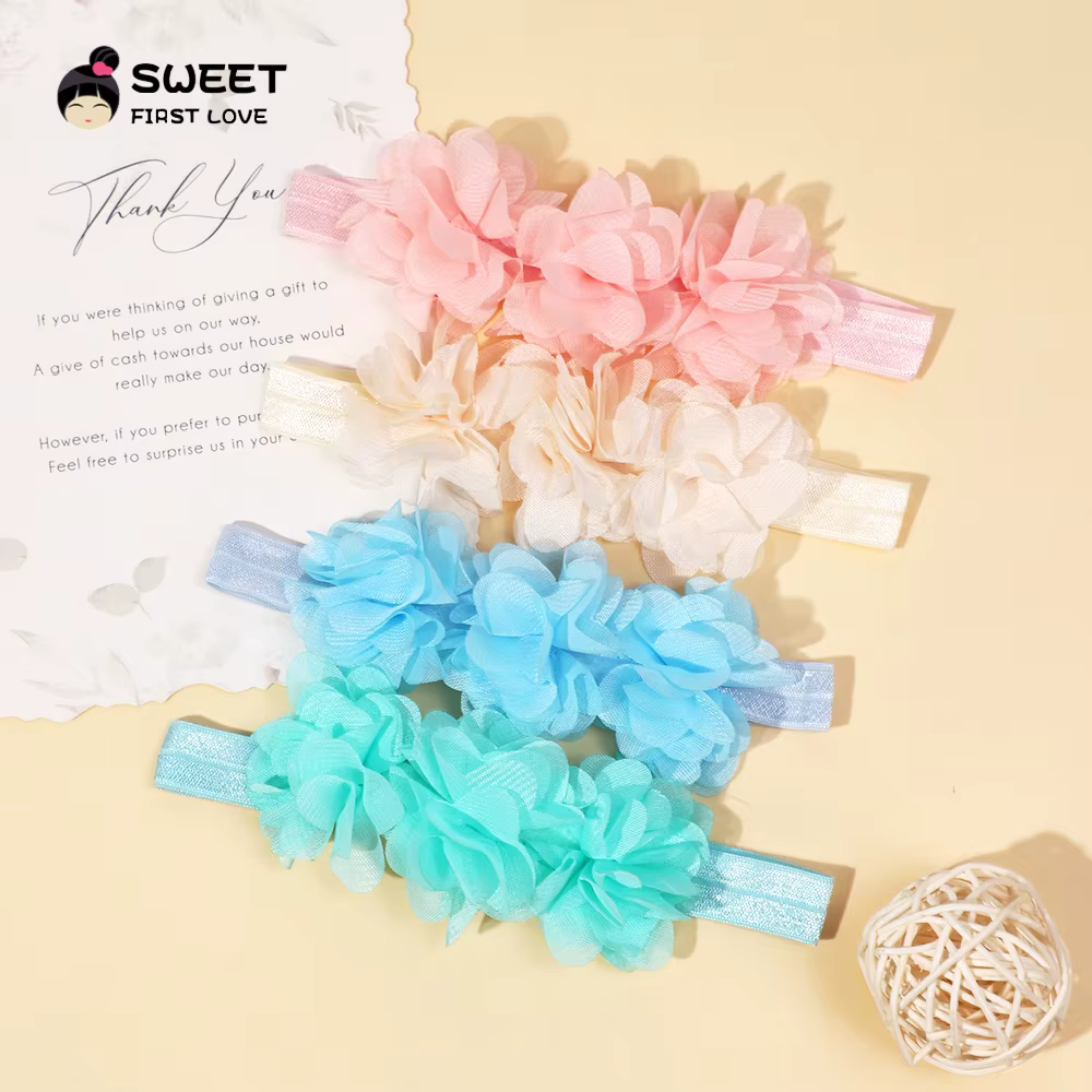 Bandeau artificiel astique en Mousseline de Soie Solide pour Bébé, Accessoire de Princesse pour Nouveau-né, Fille et Garçon