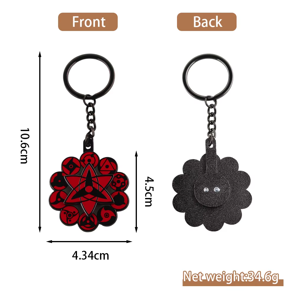 Porte-clés rotatif Mangekyou Sharingan toutes formes, accessoire pour sac et clés, cadeau pour fans d'anime