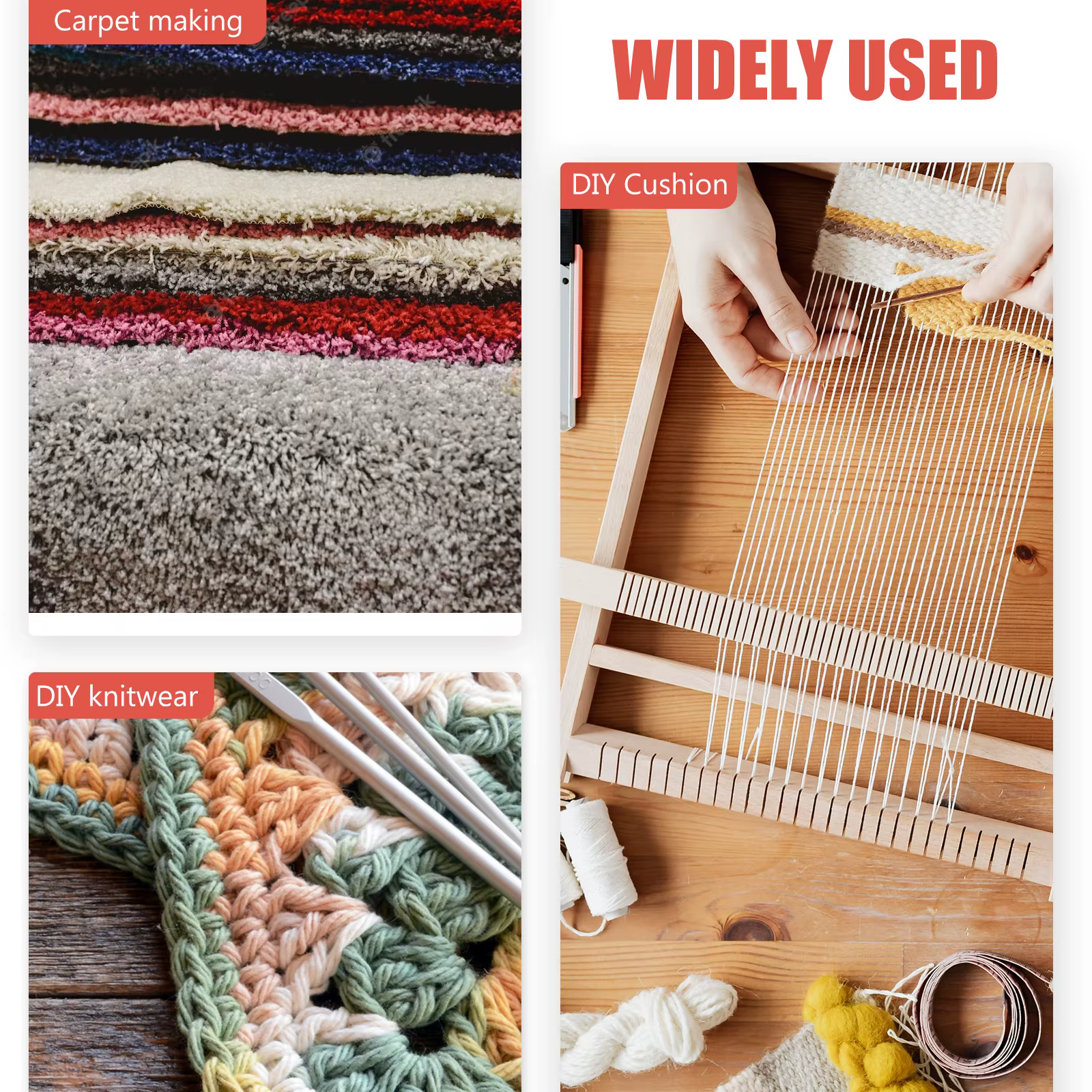Lot de 12 crochets à loquet en acrylique pour tapis, coussins, couvertures et projets d'artisanat DIY – Hypoallergénique et doux