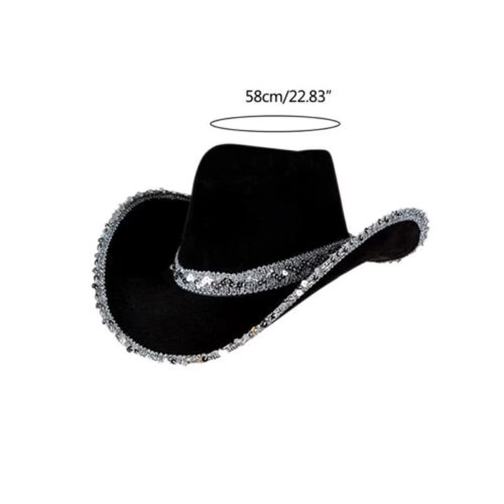 Chapeau de Cowgirl à Paillettes pour Femme, Accessoire de Mode pour Cosplay, Fête Costumée, Enterrement de Vie de Jeune Fille
