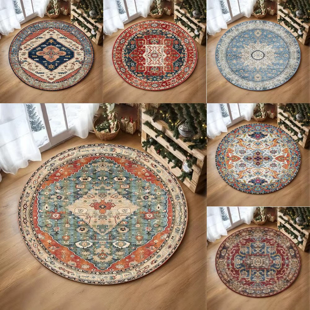 Tapis rond imprimé persan tendance, pour salon, canapé, décoration de maison, chambre à coucher, doux, salon, table basse, tapis de Yoga, tapis de chaise
