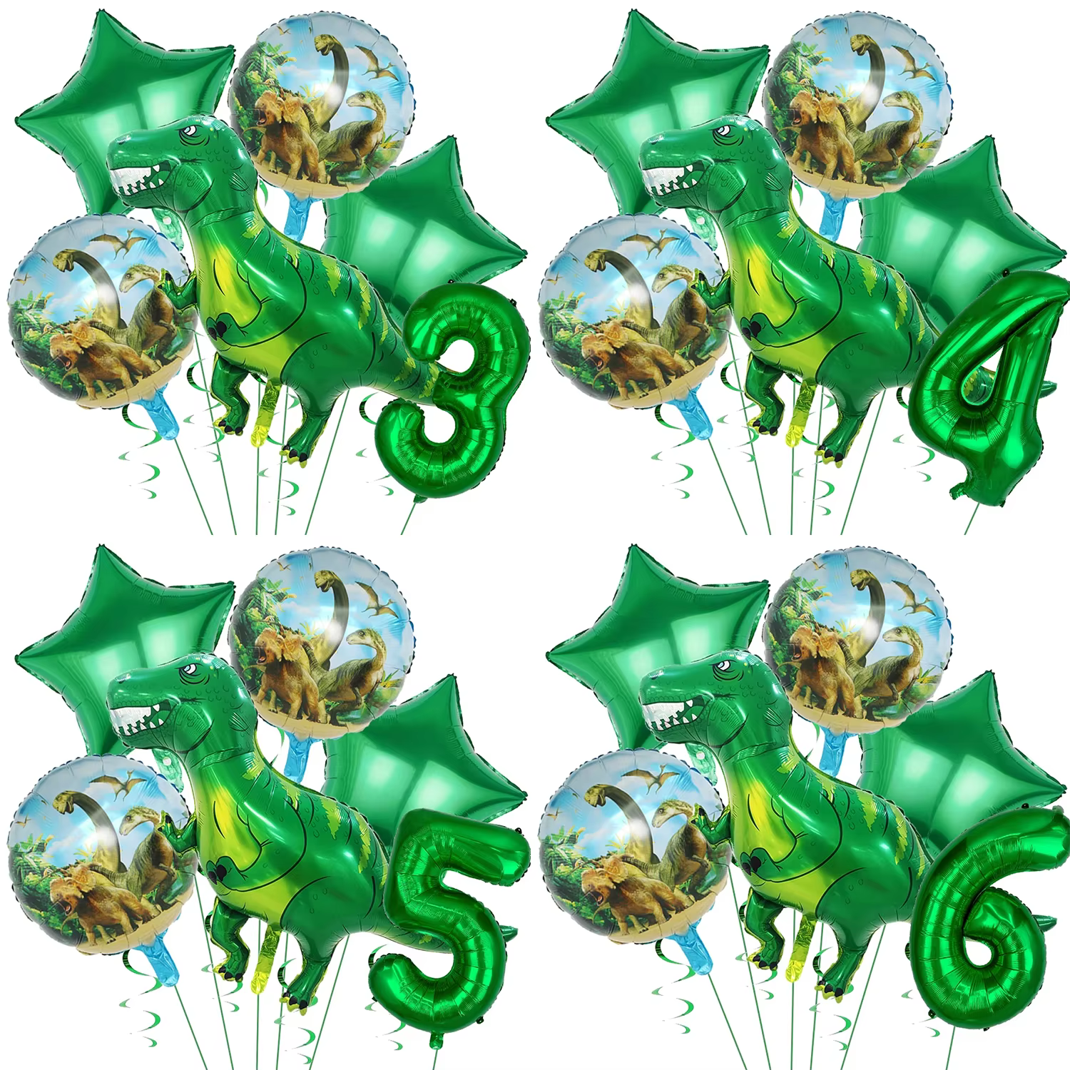 Ballons Dinosaures pour Enfants, Kit de Ballons en Aluminium Chiffres et Étoiles Dinosaures pour Fête d'Anniversaire, Idéal pour Décorer les Fêtes sur le Thème de la Jungle, Jouets