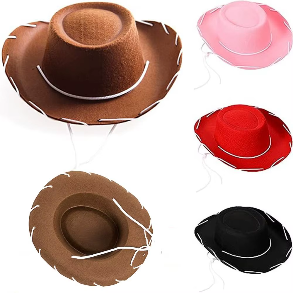 Chapeau de cowgirl en feutre réglable pour femme, accessoire de mode, idéal pour cosplay, déguisement, performance et comme accessoire de princesse.