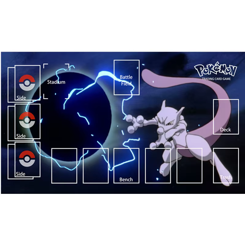 Tapis de jeu Pokémon PTCG Mewtwo Charizard Mew Jirachi, tapis de jeu de cartes à collectionner, tapis de jeu dédié contre les nouveaux tapis de table 60x35cm