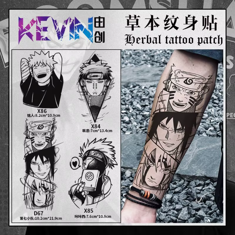 Autocollants de tatouage Naruto mignons et personnalisés, imperméables, résistants aux rayures, non réfléchissants, autocollants de tatouage durables, cadeau