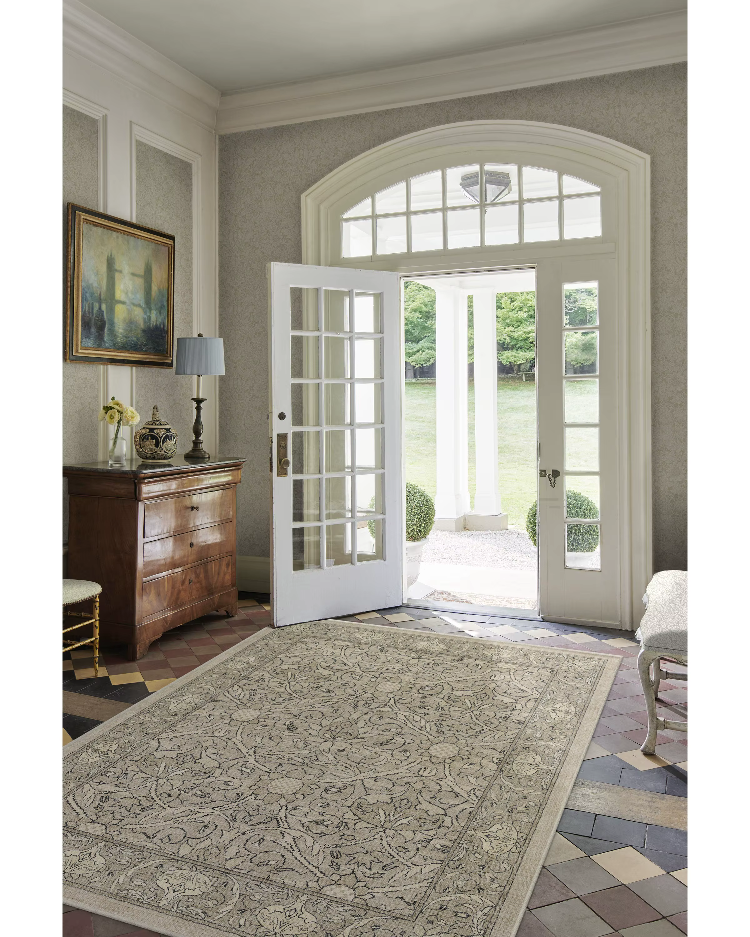 Turc Vintage Beige Floral Zone Lea William Instabilité Pierre Naturelle Tufté Lea Décor De Ferme