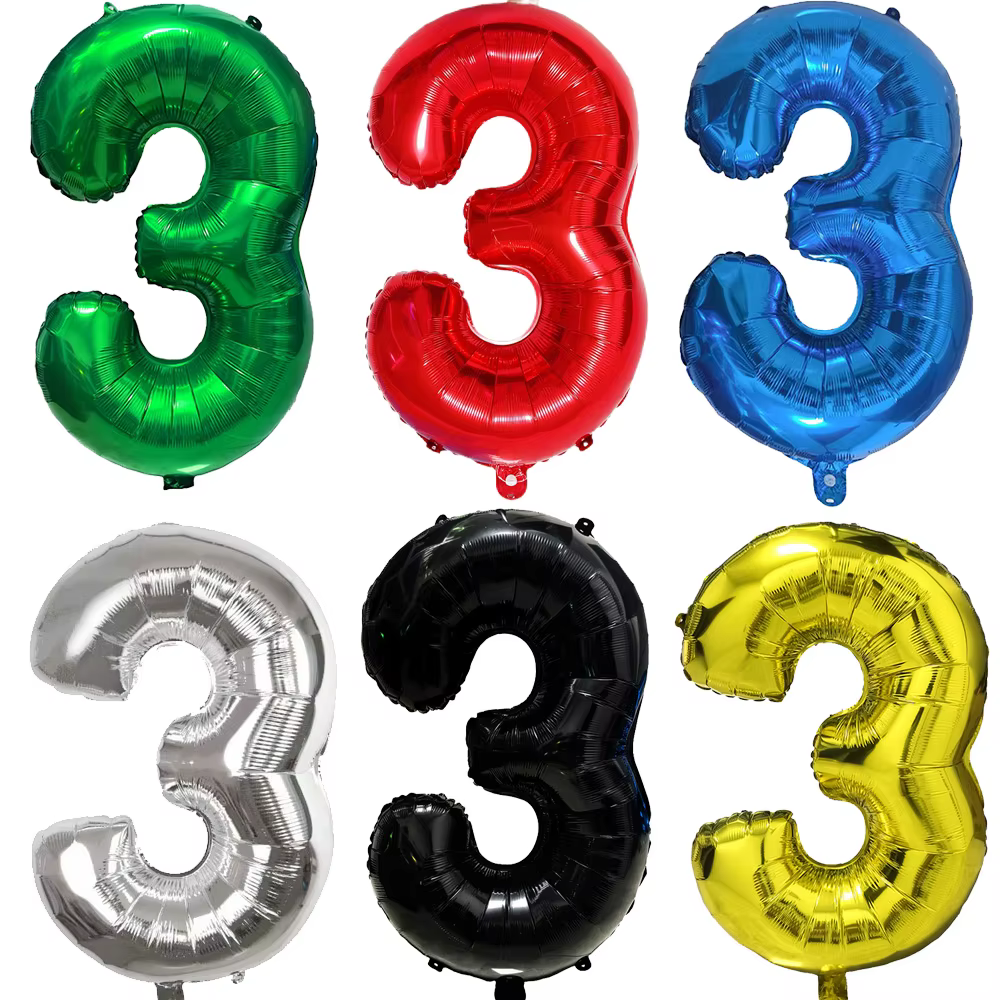 Grands chiffres multicolores 3 ballons 32 pouces 1 2 3 4 5 6 7 8 9, boule d'anniversaire, ballons d'enterrement de vie de jeune fille à chiffres rouges, ballons Golob