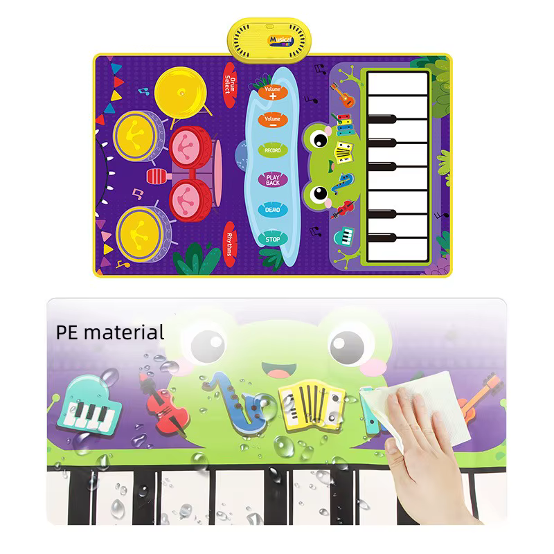 Tapis de jeu 2 en 1 pour bébé, tambour de Piano Musical, pour enfants en bas âge, tapis de danse pour clavier de sol avec sons, jouet pour bébé, couverture musicale