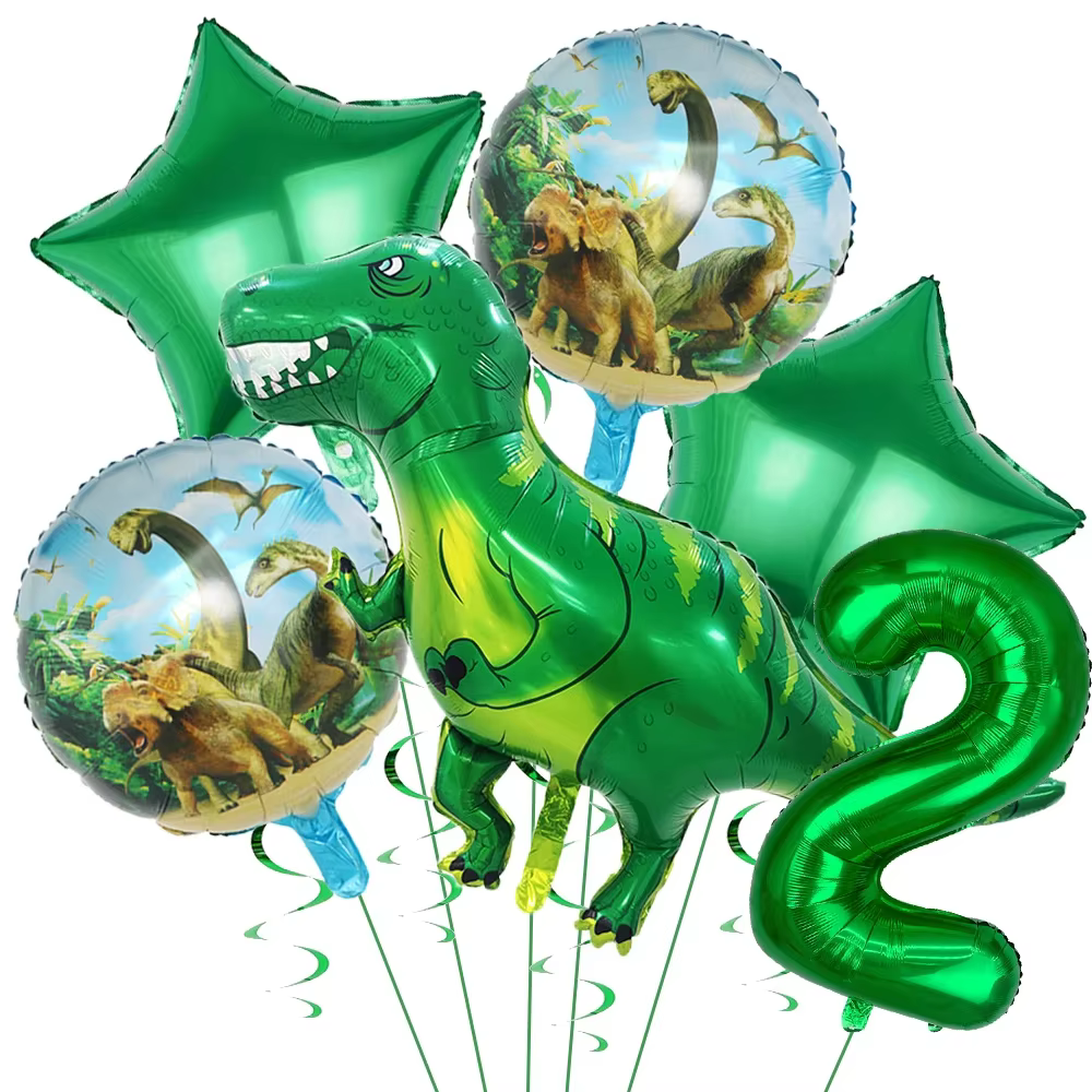 Ballons Dinosaures pour Enfants, Kit de Ballons en Aluminium Chiffres et Étoiles Dinosaures pour Fête d'Anniversaire, Idéal pour Décorer les Fêtes sur le Thème de la Jungle, Jouets