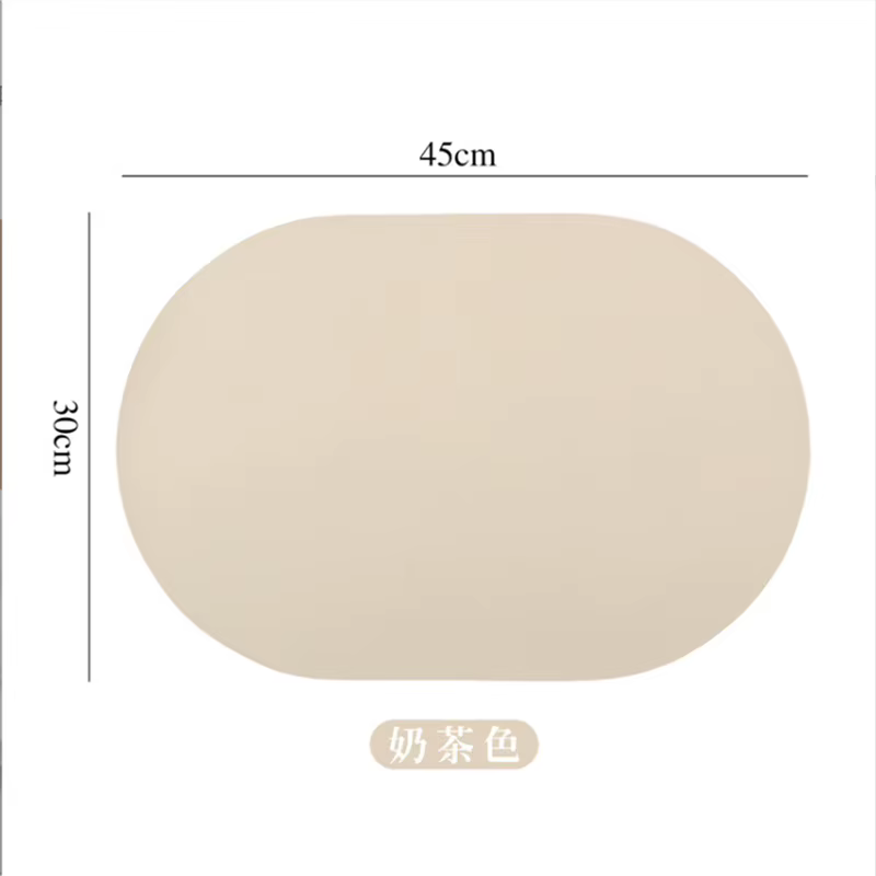 Set de table ovale en cuir PU couleur unie 30x45CM, style nordique, imperméable et résistant à l'huile, pour table à manger occidentale