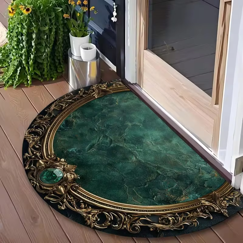 Tapis semi-circulaire haut de gamme européen, style vintage, tapis élégant pour salon, chambre, cuisine, entrée