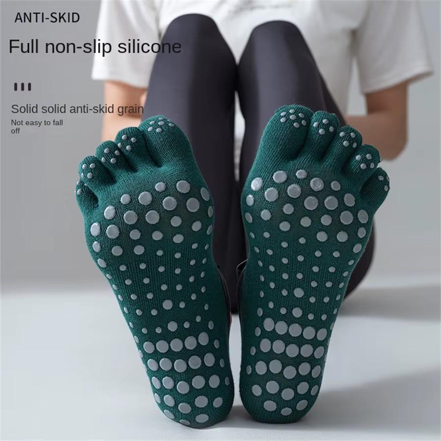 Chaussettes Pilates antidérapantes avec 5 orteils pour femme