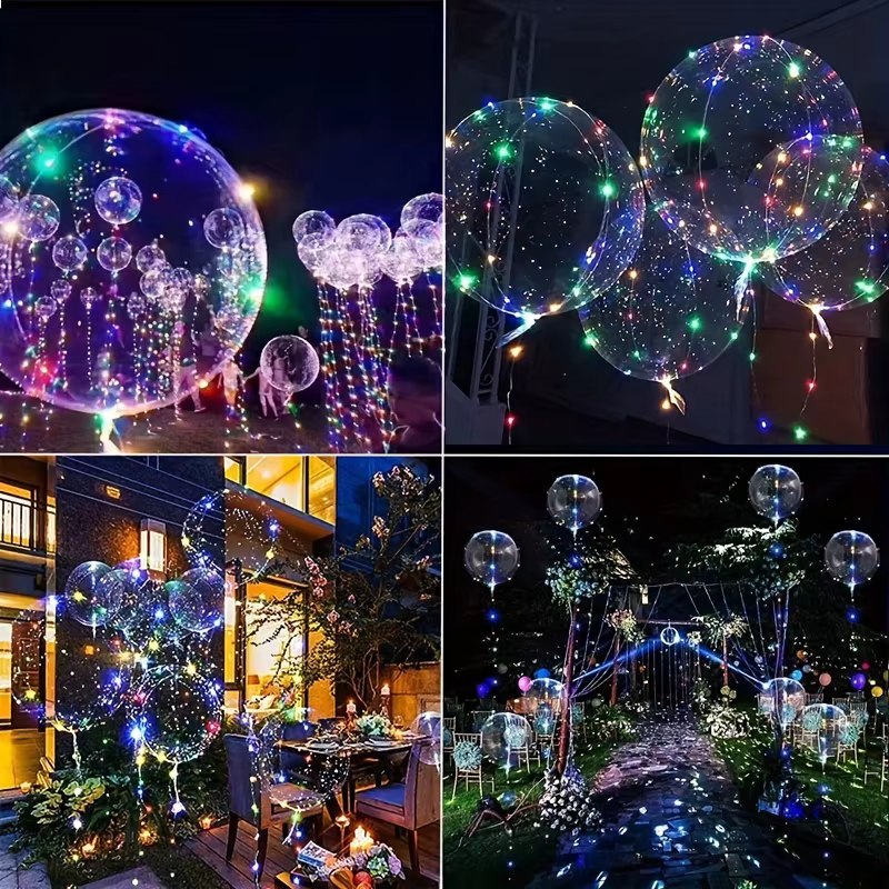 LED coloré 10 ensembles de ballons à bulles LED colorées, ballons à hélium pour le nouvel an, l'anniversaire, le mariage et la fête