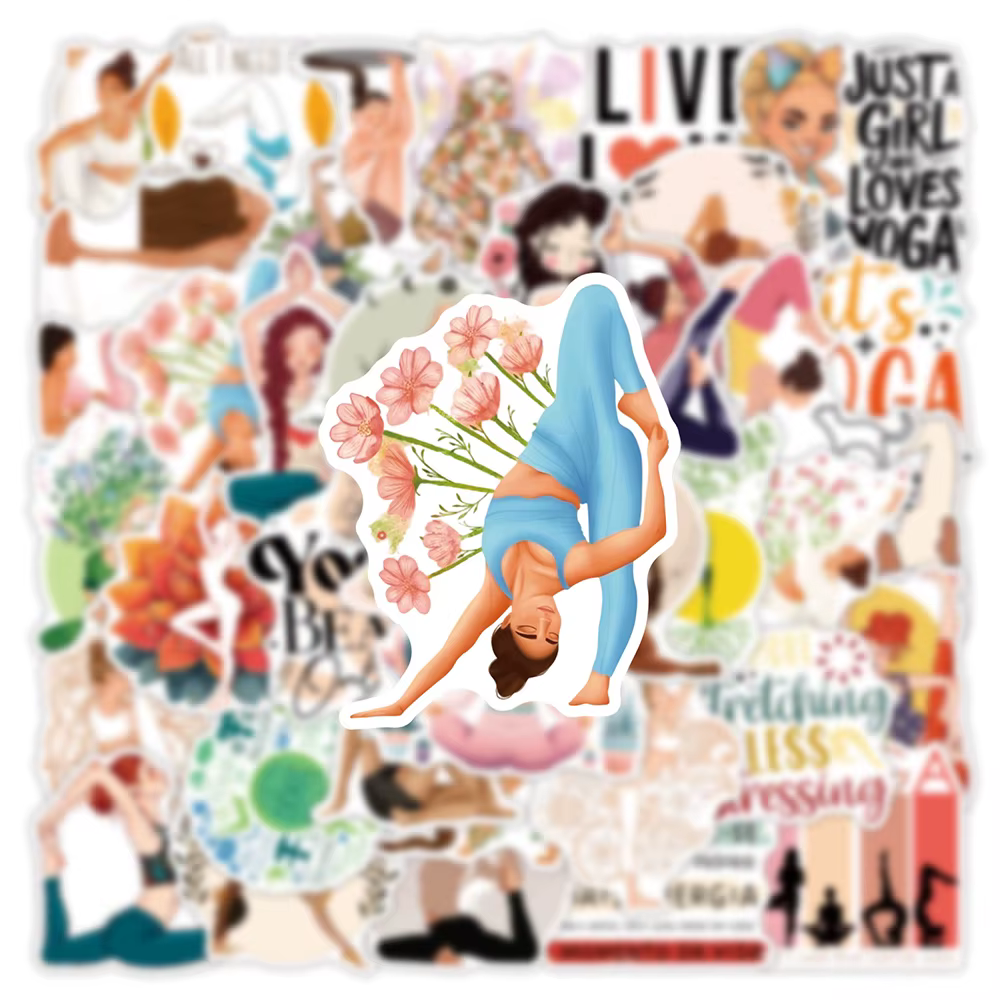10/30/50 autocollants de dessin animé Pilates Yoga