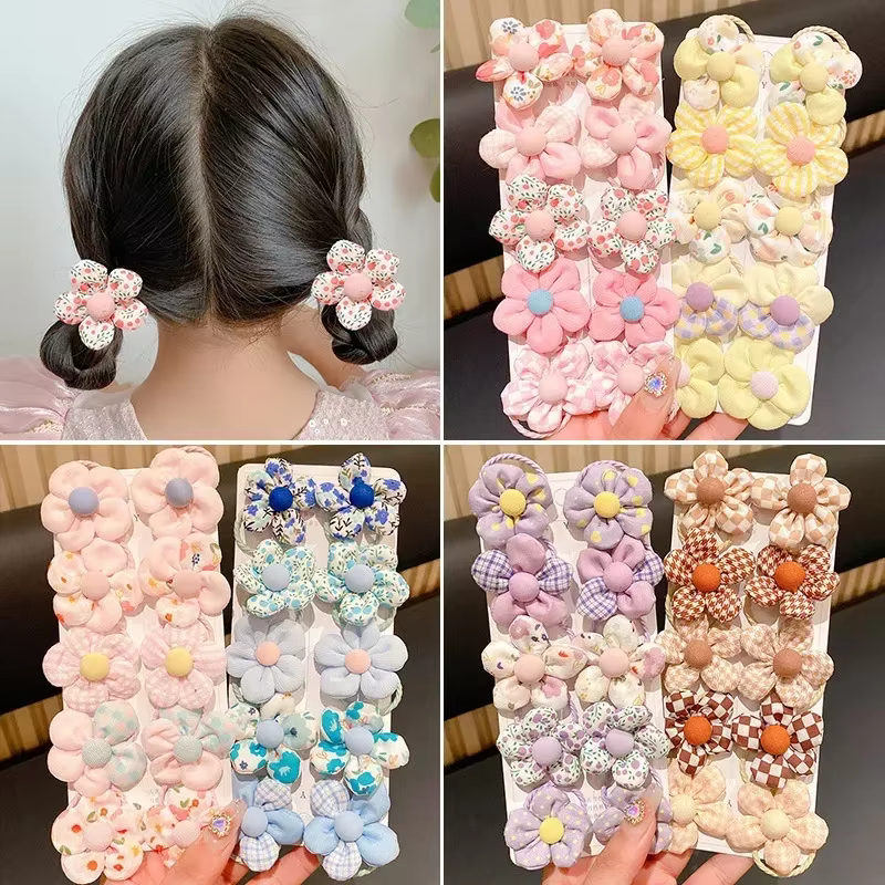 10 pièces/ensemble nouveau bébé fille couleurs mignonnes fleur bandes de cheveux élastique pour queue de cheval enfants chouchous doux en caoutchouc enfants accessoires de cheveux