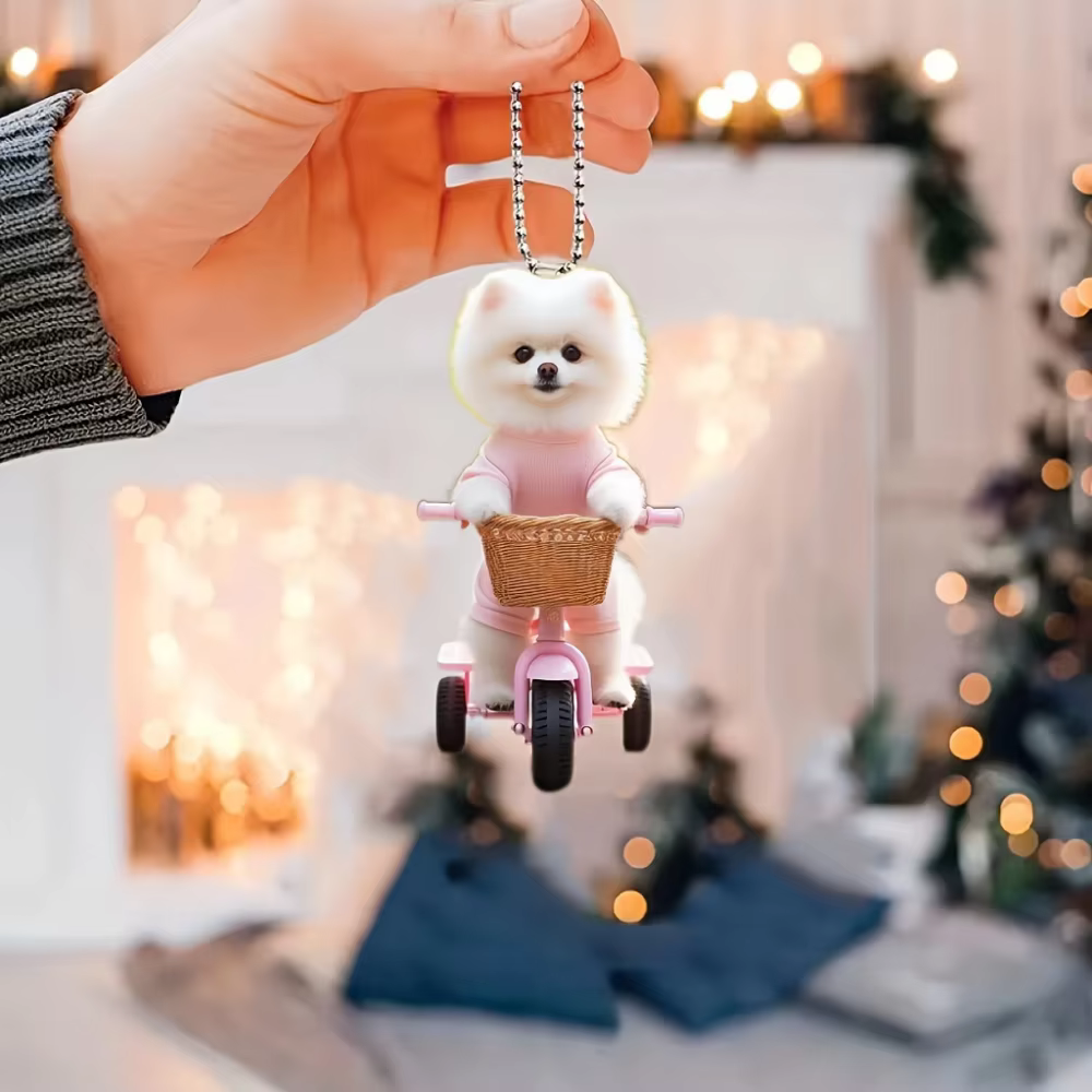 Pendentif en acrylique pour chiot mignon, breloque polyvalente, chien blanc, porte-clés de vélo pour miroir de voiture, sacs à dos, maison, fête Festive, cadeau, décoration