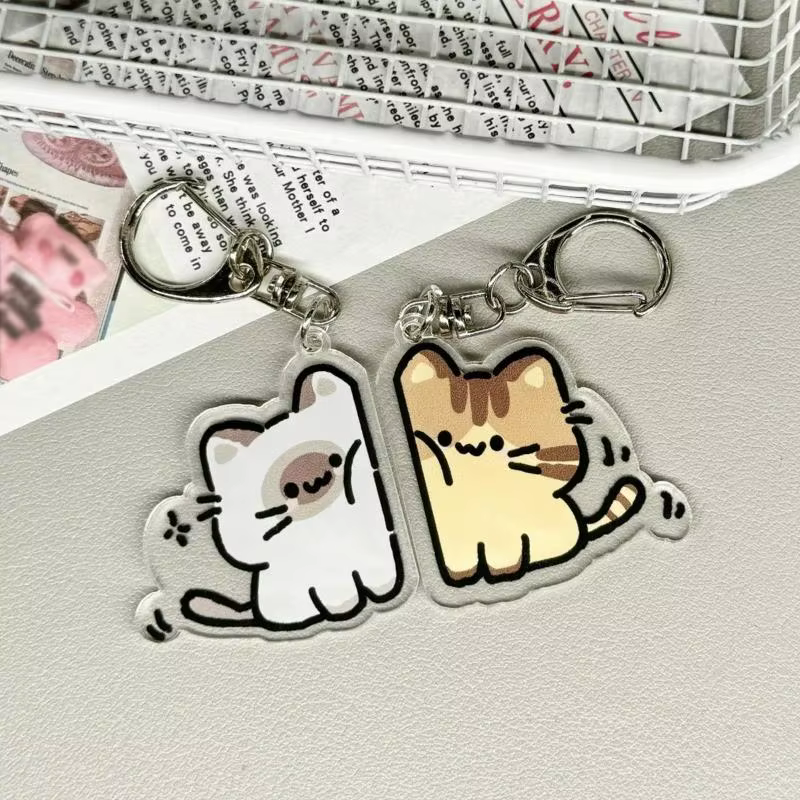 Porte-clés en peluche chat mignon, accessoire pour couple, pendentif de sac à dos, cadeau pour amis et amoureux