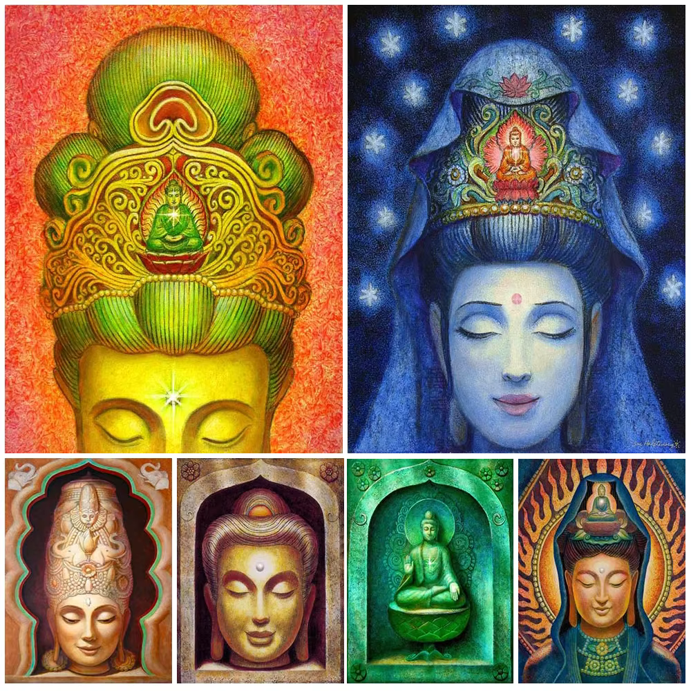 Abondance méditation bouddha doré Kuan Yins guérison Tara mur Art toile peinture mur photos pour salon décor à la maison