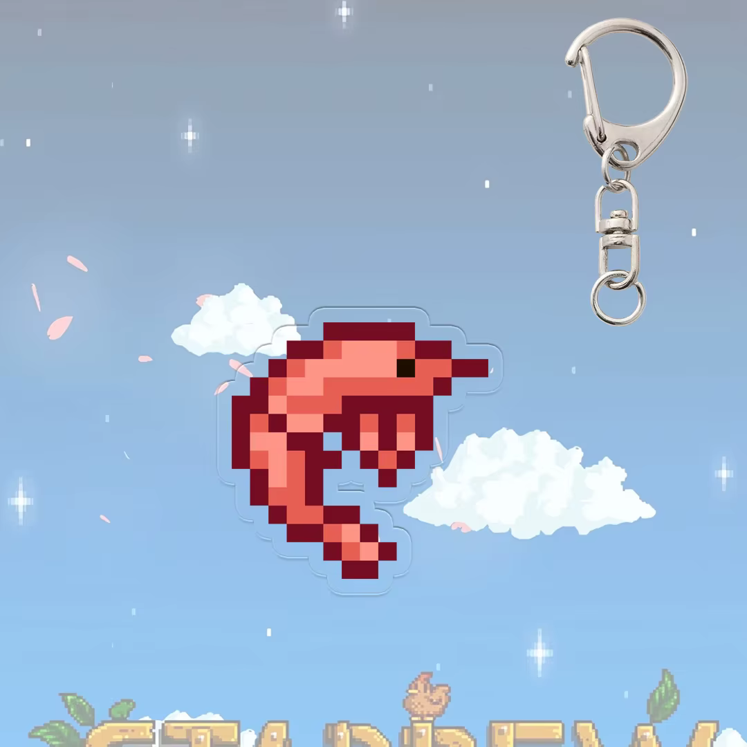 Porte-clés pantalon violet Stardew Valley, accessoires de jeu animé, crabe, œuf, crevettes, intérêt créatif, accessoire de décoration pour étudiant, pendentif