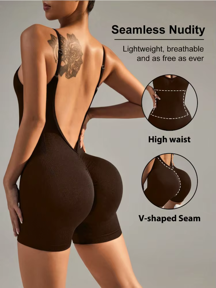 Femmes couleur unie dos croisé Yoga quotidien Fitness barboteuse Shorts vêtements d'entraînement